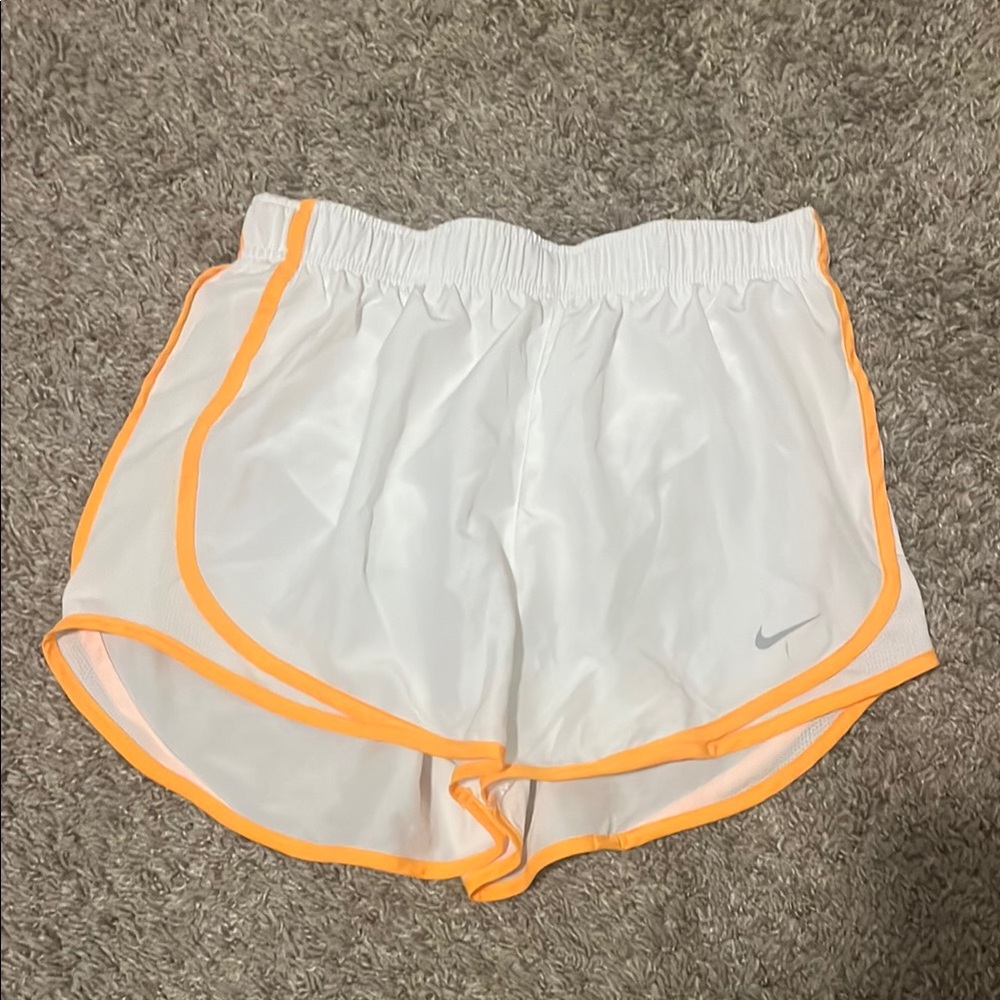 Nike Women's Athletic Shorts - White and Orange
